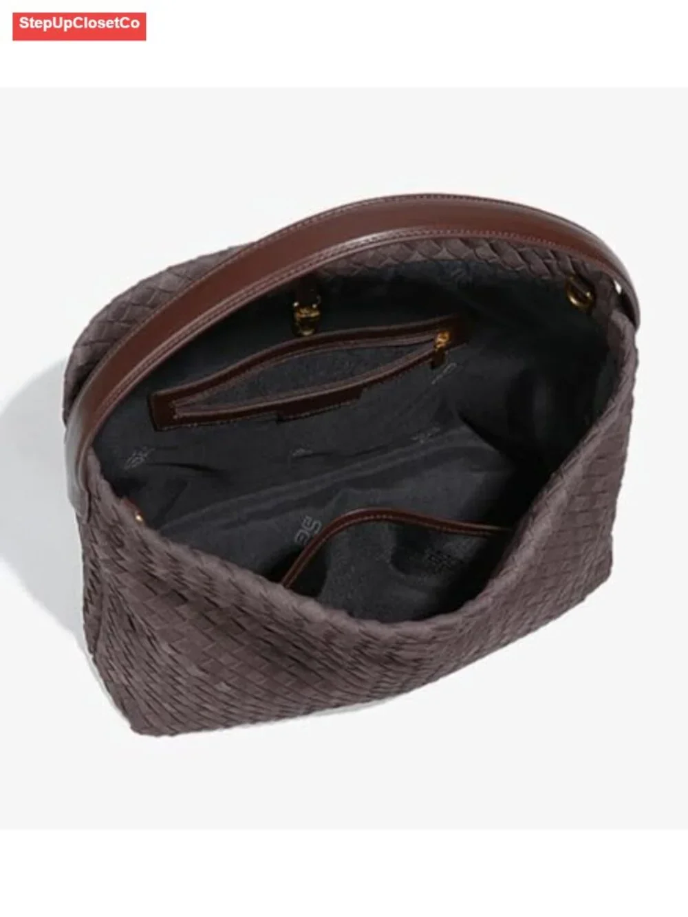 Woven Suede Slouchy Hobo Tote Bag with Detachable Strap